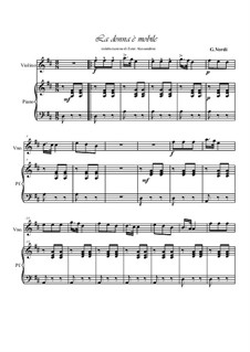 La donna è mobile (Over the Summer Sea) printable scores: Для скрипки и фортепиано by Джузеппе Верди