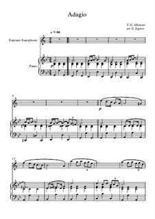 10 Easy Classical Pieces for Soprano Saxophone and Piano Vol.4: Adagio (In G Minor) by Иоганн Себастьян Бах, Томазо Альбинони, Йозеф Гайдн, Вольфганг Амадей Моцарт, Франц Шуберт, Жак Оффенбах, Рихард Вагнер, Джакомо Пуччини, folklore