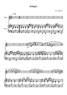 10 Easy Classical Pieces for Flute and Piano Vol.4: Adagio (In G Minor) by Иоганн Себастьян Бах, Томазо Альбинони, Йозеф Гайдн, Вольфганг Амадей Моцарт, Франц Шуберт, Жак Оффенбах, Рихард Вагнер, Джакомо Пуччини, folklore