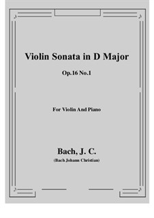 No.1 ре мажор, W B10: Score, parts by Иоганн Христиан Бах