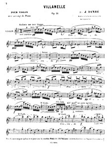 Вилланелла для скрипки и фортепиано, Op.14: Сольная партия by Jules Danbé