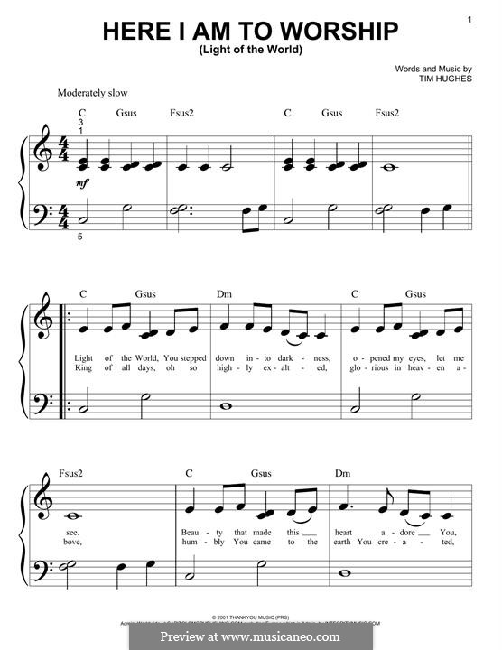 Here I am to Worship (Phillips, Craig & Dean): Для фортепиано by Tim Hughes