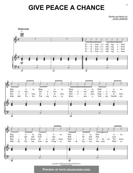 Give Peace a Chance: Для голоса и фортепиано (или гитары) by John Lennon