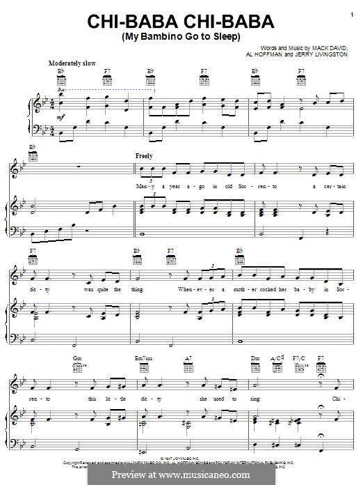 Chi Baba Chi Baba (My Bambino Go To Sleep): Для голоса и фортепиано (или гитары) by Al Hoffman, Jerry Livingston, Mack David