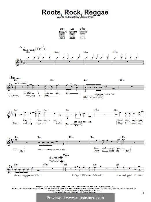 Roots, Rock, Reggae (Bob Marley): Гитарная табулатура by Vincent Ford
