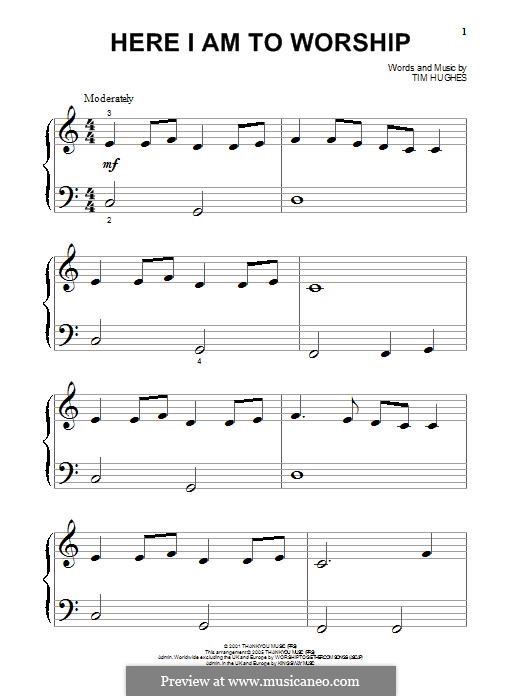 Here I am to Worship (Phillips, Craig & Dean): Для фортепиано by Tim Hughes