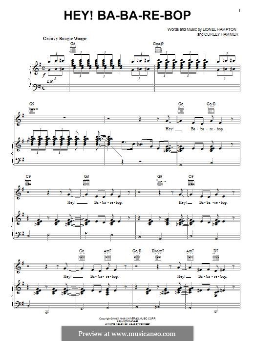 Hey! Ba-Ba-Re-Bop: Для голоса и фортепиано (или гитары) by Curley Hammer, Lionel Hampton