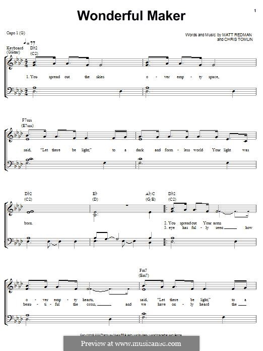 Wonderful Maker: Для голоса и фортепиано (или гитары) by Chris Tomlin, Matt Redman