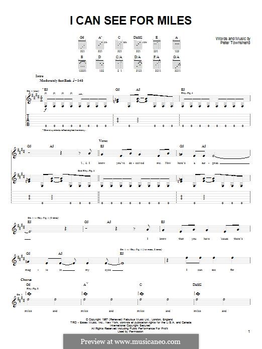 I Can See for Miles (The Who): Гитарная табулатура by Peter Townshend