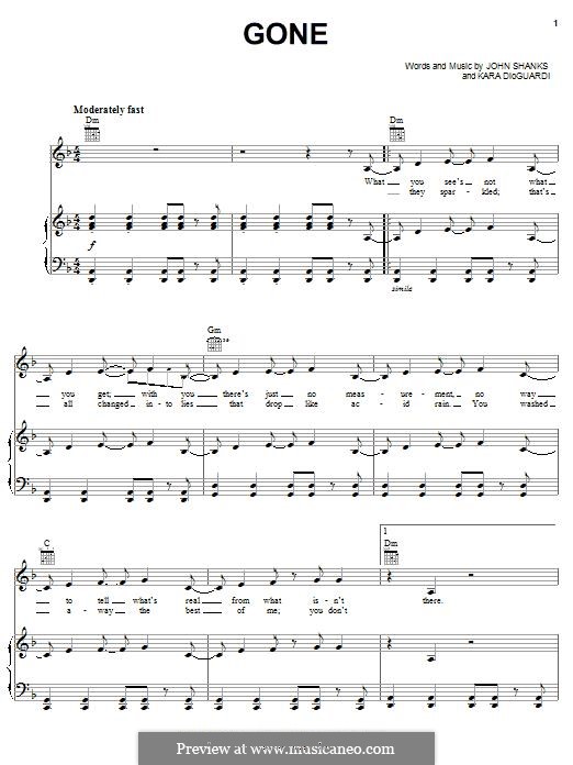 Gone (Kelly Clarkson): Для голоса и фортепиано (или гитары) by John M Shanks, Kara DioGuardi