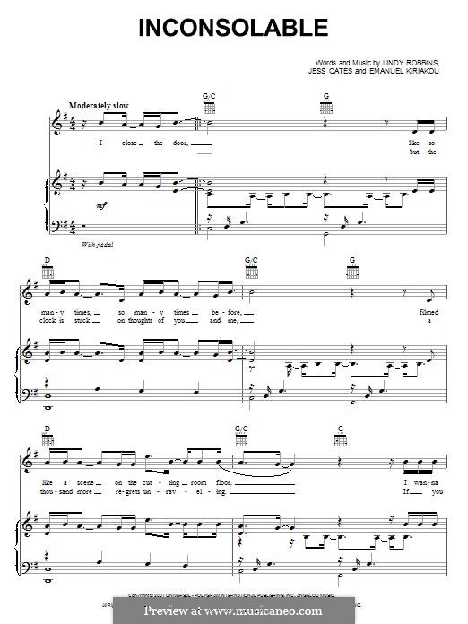 Inconsolable (Backstreet Boys): Для голоса и фортепиано (или гитары) by Emanuel Kiriakou, Jess Cates, Lindy Robbins