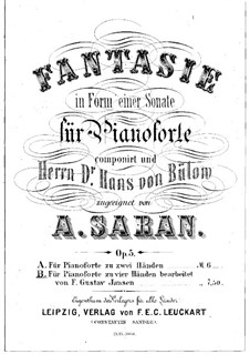 Фантазия в форме сонаты, Op.5: Для фортепиано в четыре руки by August Saran