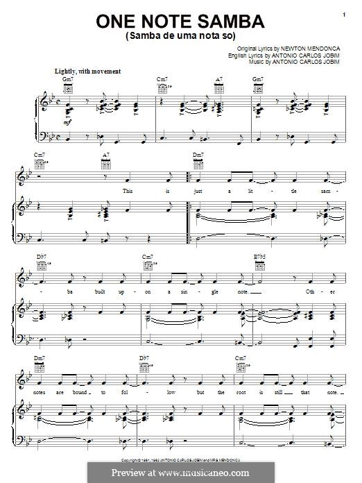 One Note Samba (Samba De Uma Nota): Для голоса и фортепиано (или гитары) by Antonio Carlos Jobim