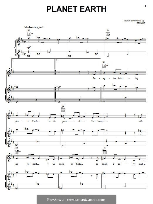 Planet Earth: Для голоса и фортепиано (или гитары) by Prince