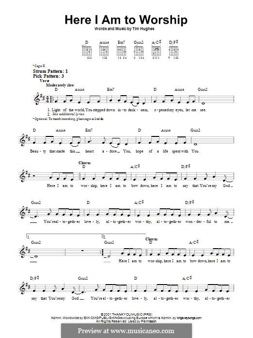 Here I am to Worship (Phillips, Craig & Dean): Для гитары by Tim Hughes