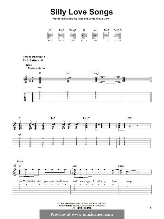 Silly Love Songs (Wings): Для гитары by Linda McCartney, Paul McCartney