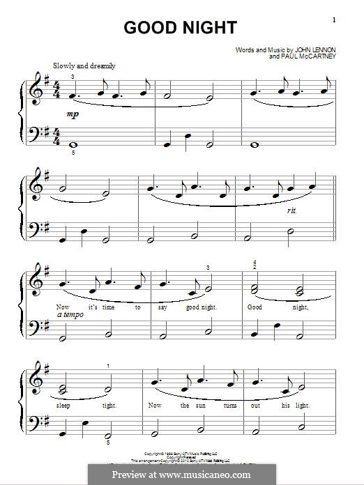 Good Night (The Beatles): Для фортепиано by John Lennon, Paul McCartney