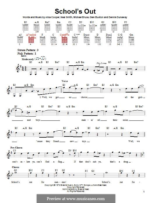 School's Out: Для гитары by Alice Cooper, Dennis Dunaway, Glen Buxton, Michael Bruce, Neal Smith