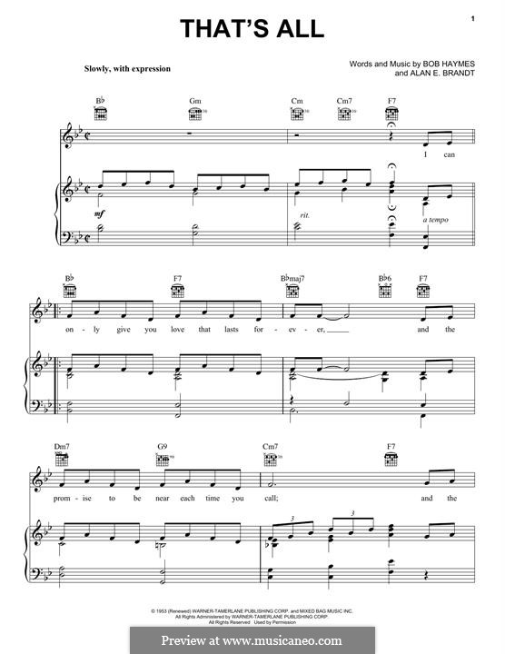 That's All: Для голоса и фортепиано (или гитары) by Alan E. Brandt, Bob Haymes