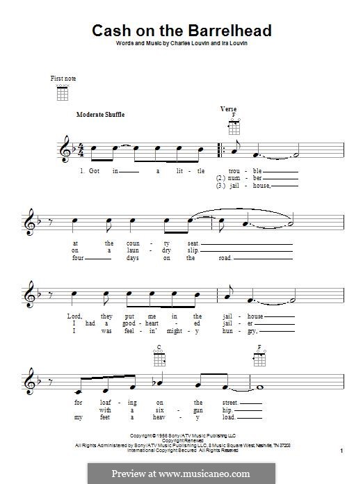 Cash on the Barrelhead (The Louvin Brothers): Для укулеле by Charlie Louvin, Ira Louvin
