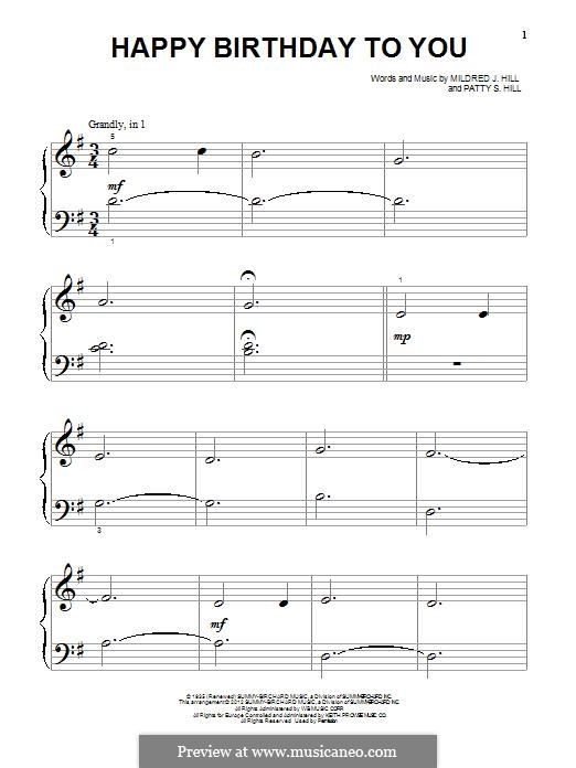 С днем рождения тебя: Для фортепиано by Милдред  Хилл