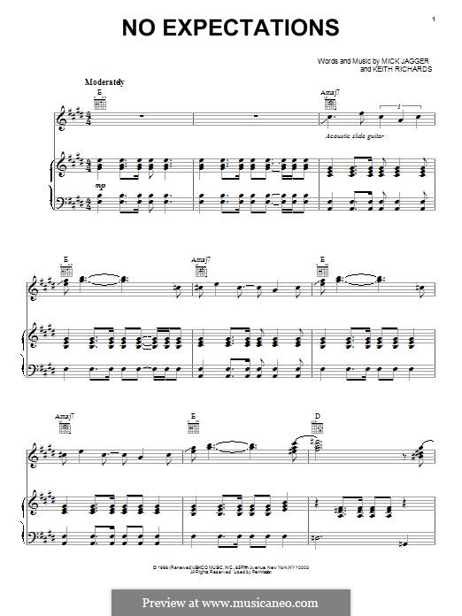 No Expectations (The Rolling Stones): Для голоса и фортепиано (или гитары) by Keith Richards, Mick Jagger