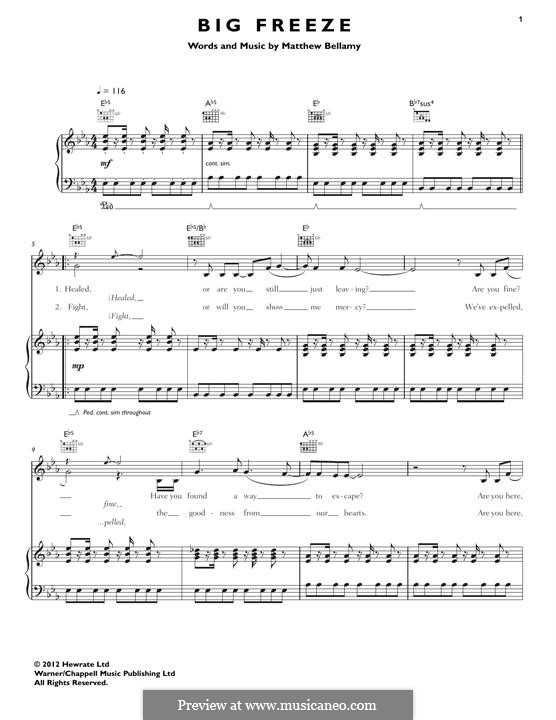 Big Freeze (Muse): Для голоса и фортепиано (или гитары) by Matthew Bellamy