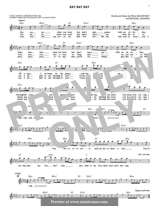 Say Say Say: Для клавишного инструмента by Michael Jackson, Paul McCartney