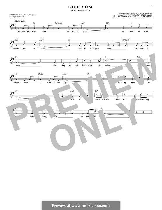So This Is Love (The Cinderella Waltz): Для клавишного инструмента by Al Hoffman, Jerry Livingston, Mack David