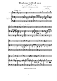 Соната для флейты и клавесина фа мажор, HWV 369 Op.1 No.11: Партитура, сольная партия by Георг Фридрих Гендель