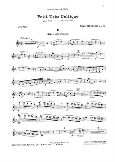 Petit trio celtique for Violin, Viola and Cello in F Major, Op.52: Партия скрипки by Swan Hennessy