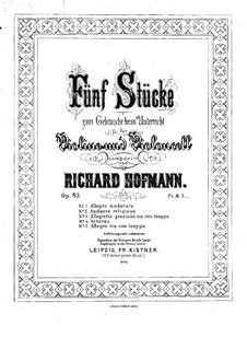Пять пьес для скрипки и виолончели, Op.83: Партия виолончели by Ричард Хофман