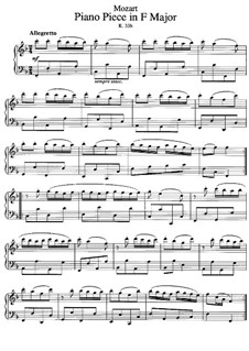 Пьеса для фортепиано фа мажор, K.33b: Для одного исполнителя by Вольфганг Амадей Моцарт