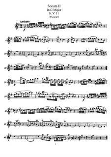 Соната для скрипки (или флейты) и фортепиано No.2 соль мажор, K.11: Сольная партия by Вольфганг Амадей Моцарт