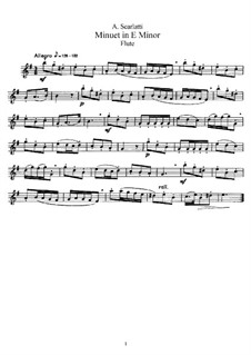 Менует ми минор: Для флейты и фортепиано – партия флейты by Алессандро Скарлатти