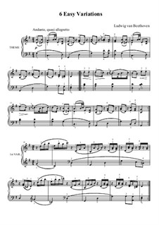 Шесть вариаций на собственную тему, WoO 77: Для фортепиано (с аппликатурой) by Людвиг ван Бетховен