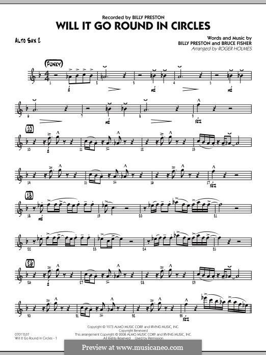 Will It Go Round in Circles (Billy Preston): Alto Sax 2 part by Bruce Fisher