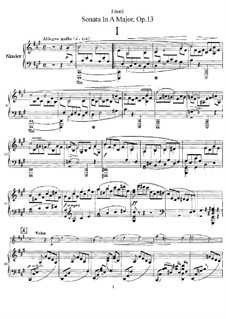 Соната для скрипки с фортепиано ля мажор, Op.13 No.1: Партитура by Габриэль Форе