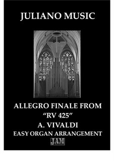 Lute Concerto for Guitar, Strings and Cembalo in C Major, RV 425: Finale, for easy organ by Антонио Вивальди