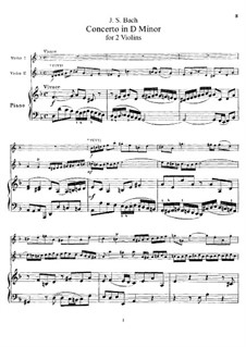 Двойной концерт для двух скрипок, струнных и бассо континуо ре минор, BWV 1043: Переложение для двух скрипок и фортепиано – партитура, партии by Иоганн Себастьян Бах