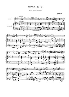 Соната для скрипки и клавесина ля мажор, HWV 372 Op.1 No.14: Версия для скрипки и фортепиано – партитура, партия by Георг Фридрих Гендель