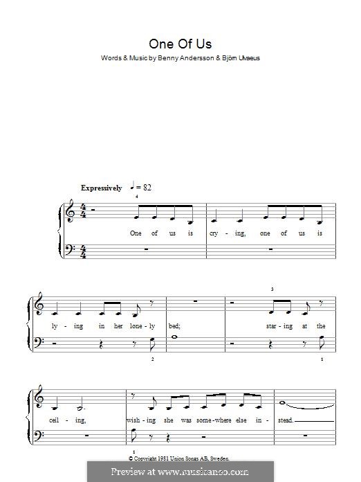 One of Us (ABBA): Для фортепиано by Benny Andersson, Björn Ulvaeus