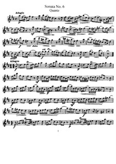 Соната для флейты и бассо континуо No.6, QV 1:49 Op.1: Сольная партия by Иоганн Иоахим Квантц