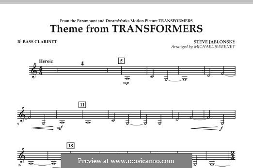 Theme from Transformers: Bb Bass Clarinet part by Steve Jablonsky