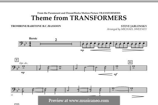 Theme from Transformers: Trombone/Baritone B.C./Bassoon part by Steve Jablonsky