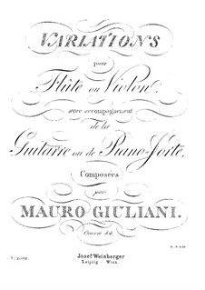 Вариации для флейты (или скрипки) и гитары (или фортепиано), Op.84: Вариации для флейты (или скрипки) и гитары (или фортепиано) by Мауро Джулиани