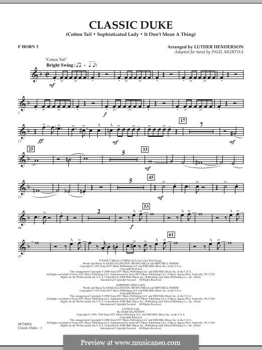 Classic Duke: F Horn 3 part by Duke Ellington