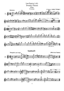 Двадцать пьес: Для флейты и фортепиано – партия флейты by Жан-Батист Люлли