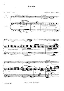 Пять песен, Op.5: No.1 Autumn, for violin (or cello) and piano by Ethelbert Woodbridge Nevin