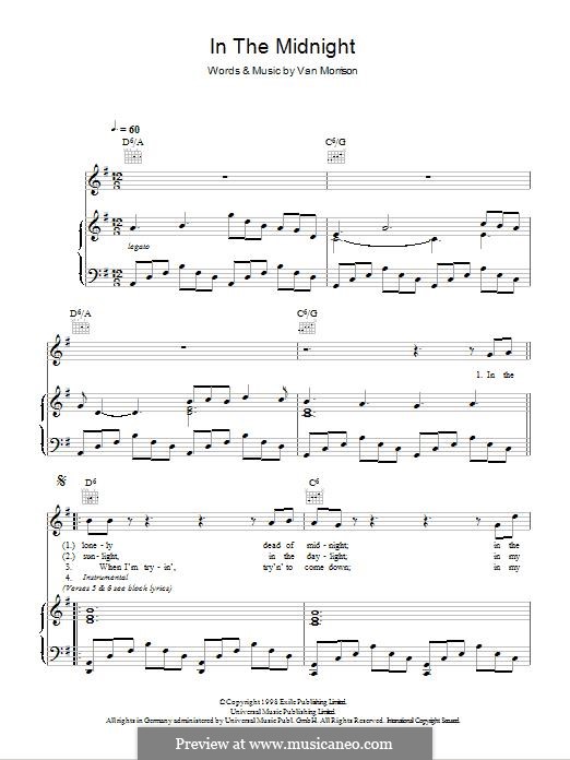 In the Midnight: Для голоса и фортепиано (или гитары) by Van Morrison